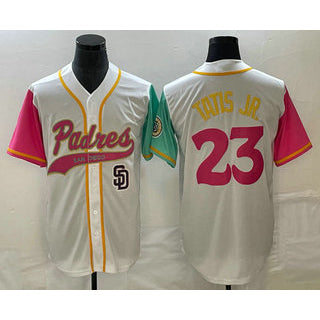 San Diego Padres #23 Fernando Tatis Jr White CLOTHIN NEW 2023 City Connect Cool Base Stitched Jersey 4