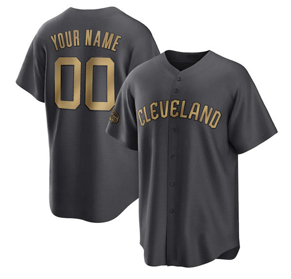 Custom Cleveland Guardians Active Player Charcoal CLOTHIN 2022 All-Star Cool Base Stitched Jersey