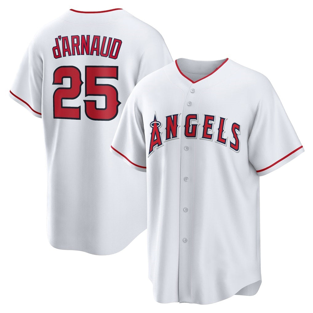 Los Angeles Angels #25 Travis d'Arnaud White CLOTHIN Home Replica Jersey