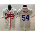 Atlanta Braves #54 Max Fried White CLOTHIN Cool Base With Patch Stitched Jersey 2