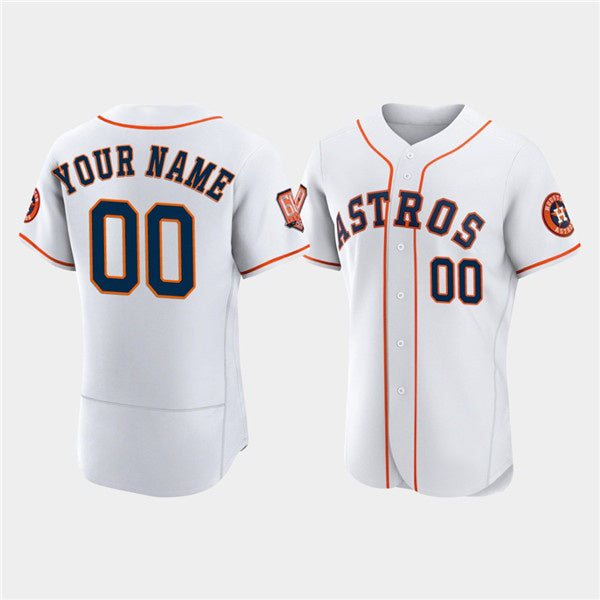 Custom Houston Astros Active Player White CLOTHIN 60th Anniversary Flex Base Stitched Jersey