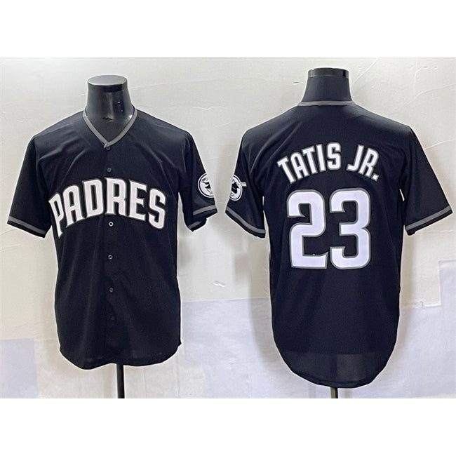 San Diego Padres #23 Fernando Tatis Jr. Black CLOTHIN Stitched Jersey