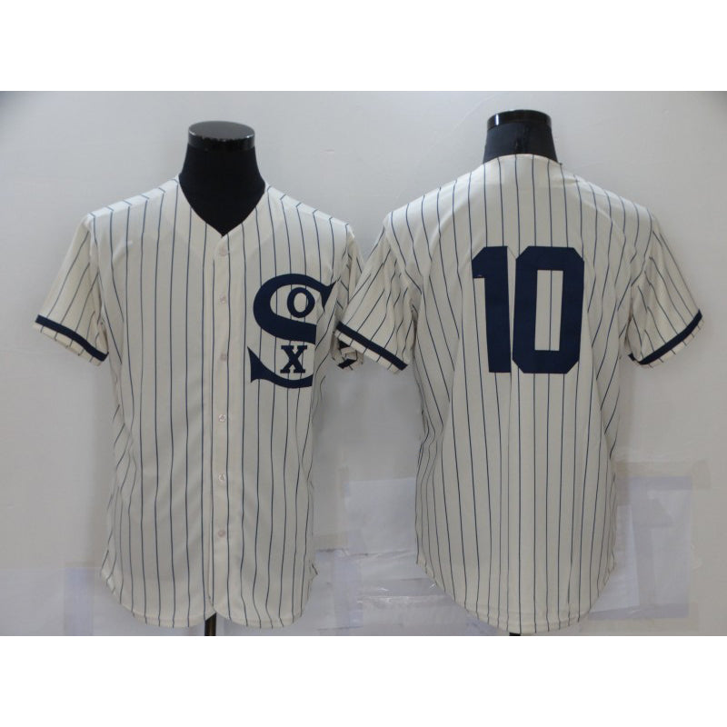 Chicago White Sox #10 Yoan Moncada 2021 Cream CLOTHIN Navy Field of Dreams Flex Base Stitched Jersey