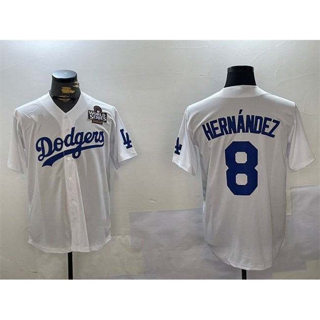 Los Angeles Dodgers #8 Enrique Hernandez White CLOTHIN 2024 World Series Cool Base Stitched Jersey
