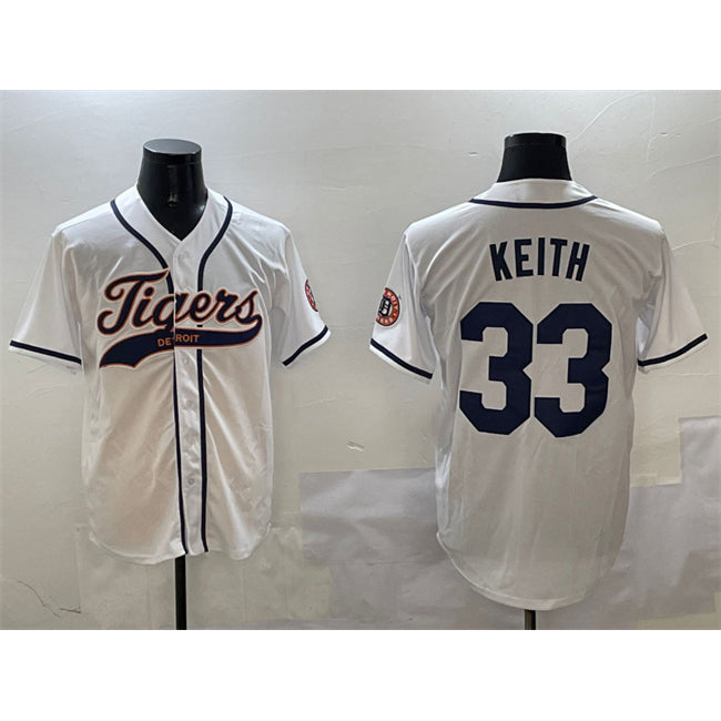 Detroit Tigers #33 Colt Keith White CLOTHIN With Patch Cool Base Stitched Jersey