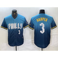 Philadelphia Phillies #3 Bryce Harper Number Blue CLOTHIN 2024 City Connect Limited Stitched Jersey