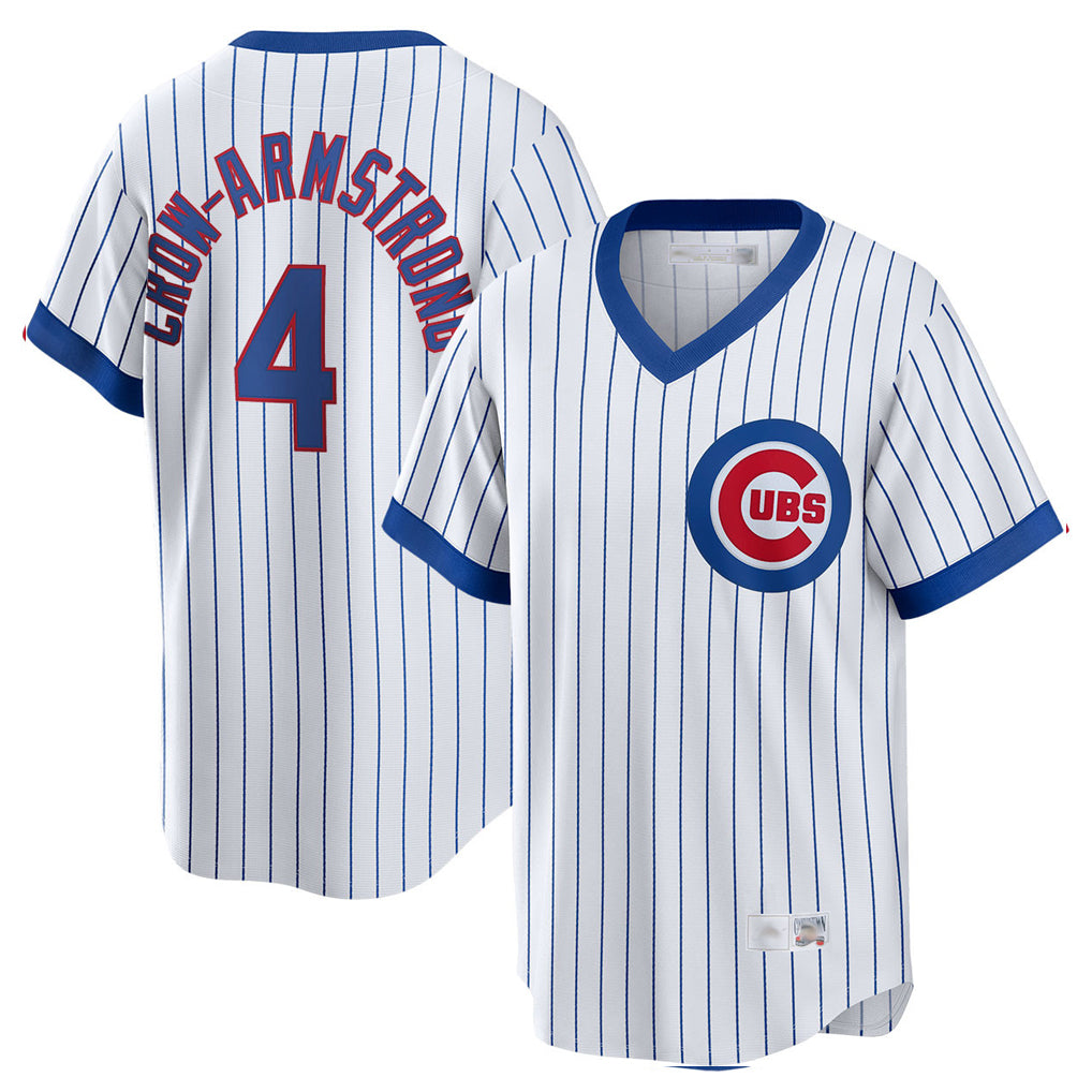 Chicago Cubs #4 Pete Crow-Armstrong Player White CLOTHIN T-shirt Cooperstown Collection Limited Stitched Jerseys