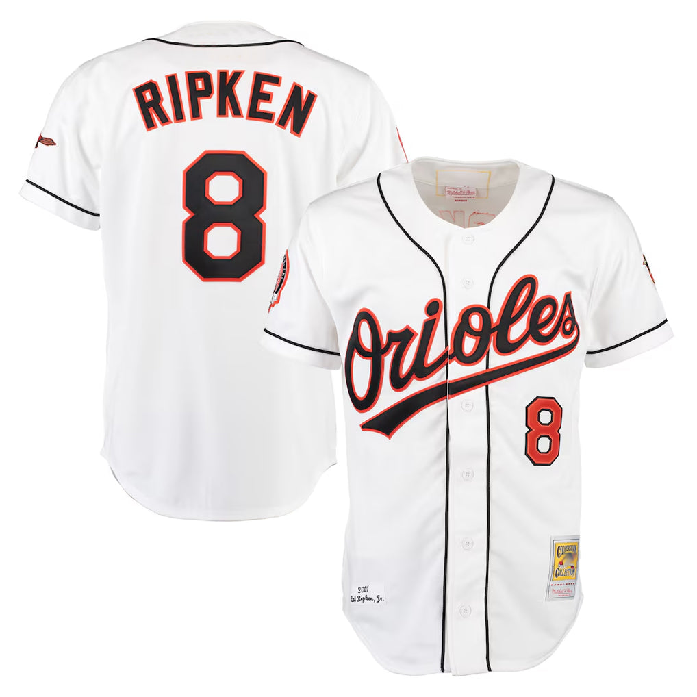 Baltimore Orioles #8 Cal Ripken Player White CLOTHIN Mitchell & Ness Home Game Stitched Jerseys