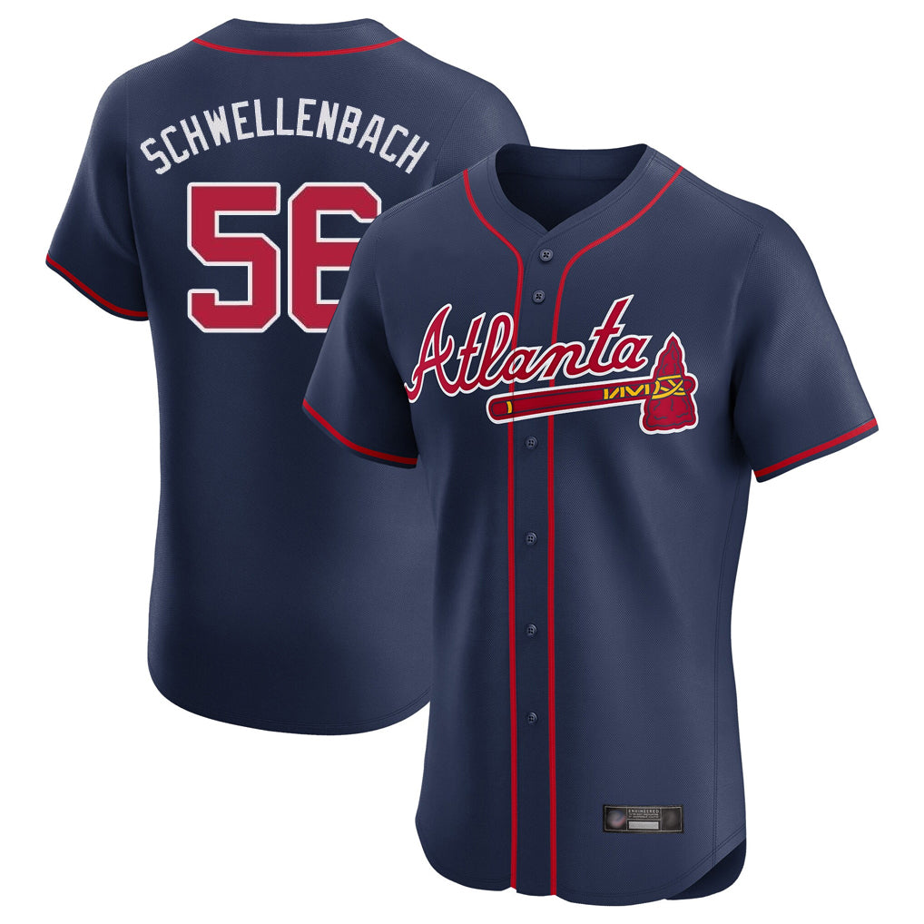 Atlanta Braves #56 Spencer Schwellenbach Player Navy CLOTHIN Limited Elite Home Game Stitched Jerseys