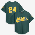 Oakland Athletics #24 Rickey Henderson Mitchell & Ness Green CLOTHIN Authentic Batting Practice Jersey