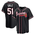 Atlanta Braves #51 Chris Sale Player Black CLOTHIN Fashion Out Game Stitched Jerseys