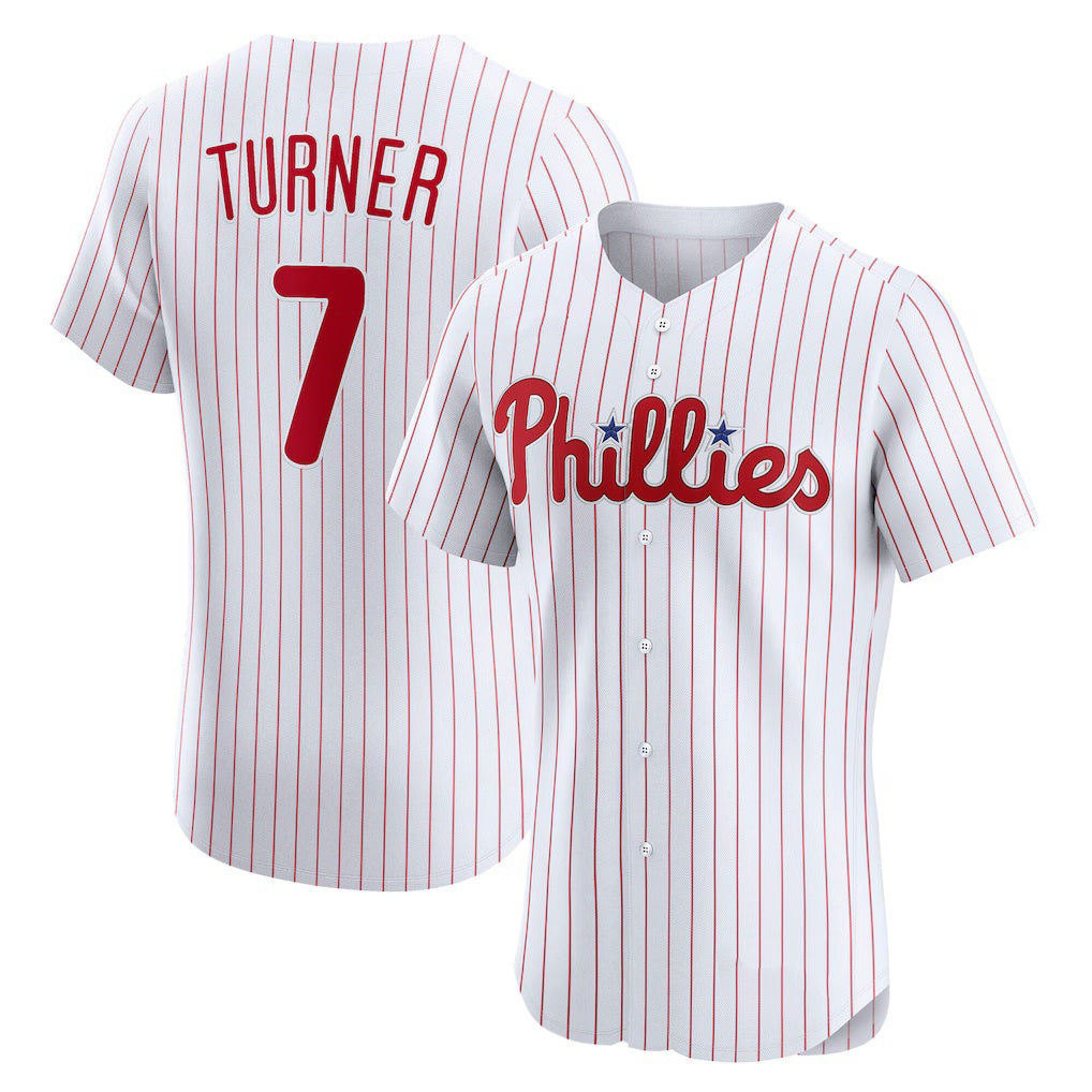 Philadelphia Phillies #7 Trea Turner White CLOTHIN Home Elite Jersey