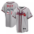 Atlanta Braves #27 Austin Riley Player Gray CLOTHIN USA 250 Fourth Of July Limited Home Game Stitched Jerseys