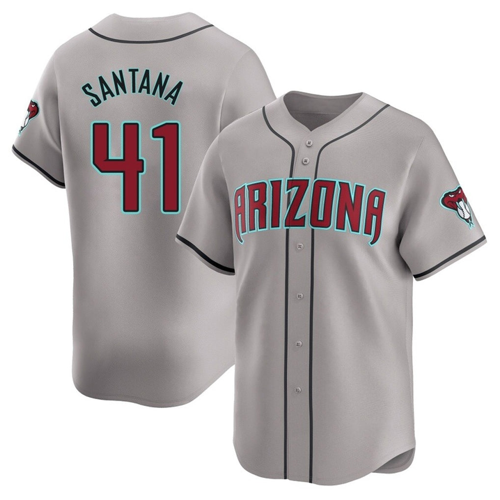 Arizona Diamondbacks #41 Carlos Santana Player Gray CLOTHIN Road Limited Home Game Stitched Jerseys
