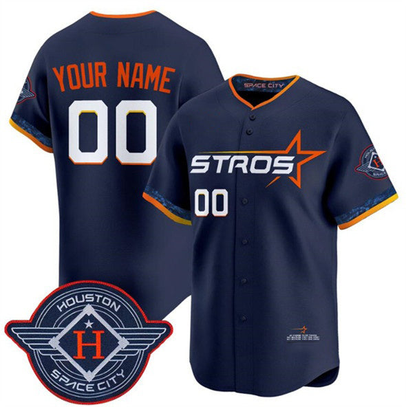 Custom Houston Astros Active Player Navy CLOTHIN 2025 City Connect Limited Stitched Jersey