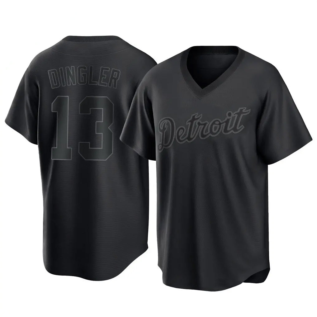 Detroit Tigers #13 Dillon Dingler Player Black CLOTHIN T-shirt Home Game Stitched Jerseys