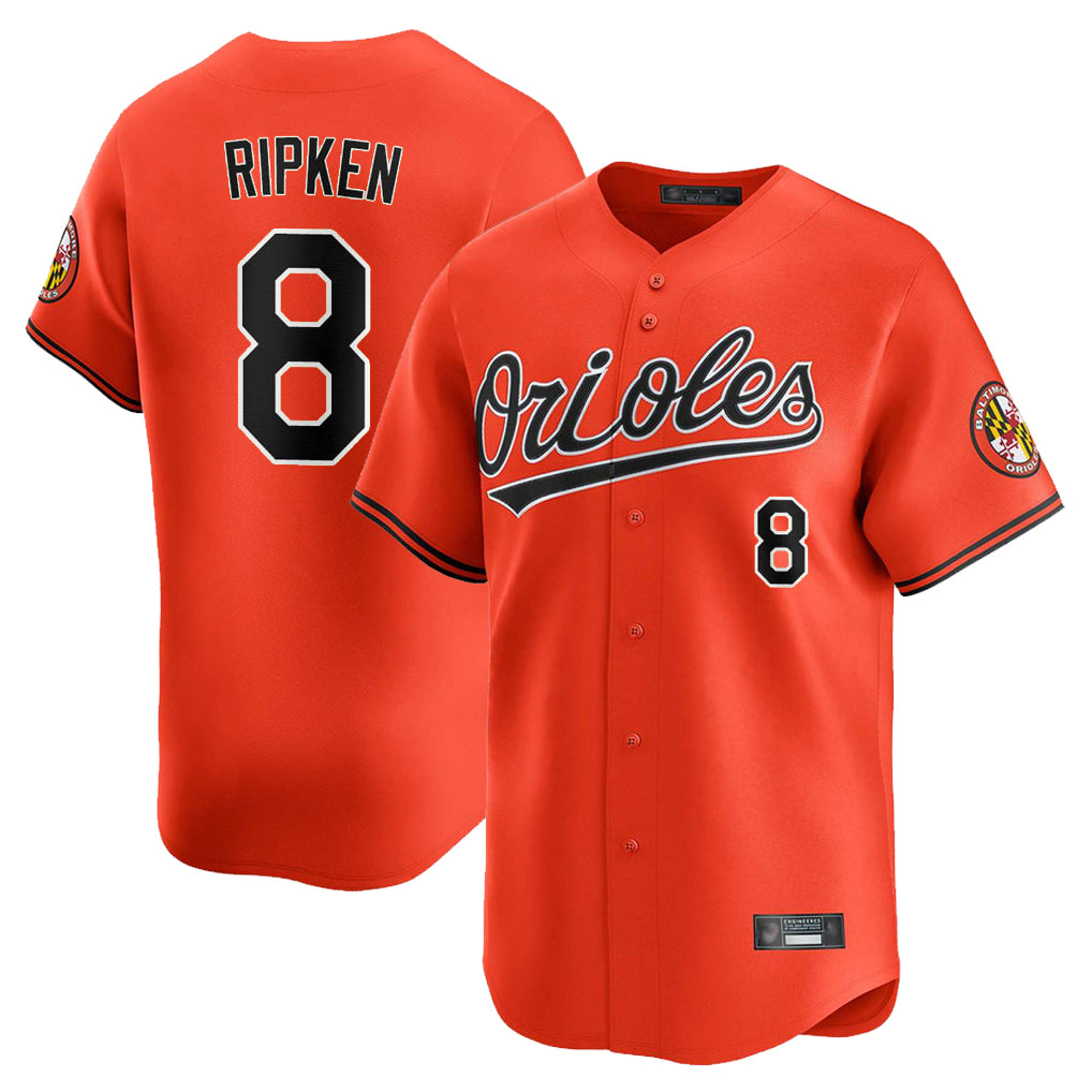 Baltimore Orioles #8 Cal Ripken Player Orange CLOTHIN Limited Home Game Stitched Jerseys