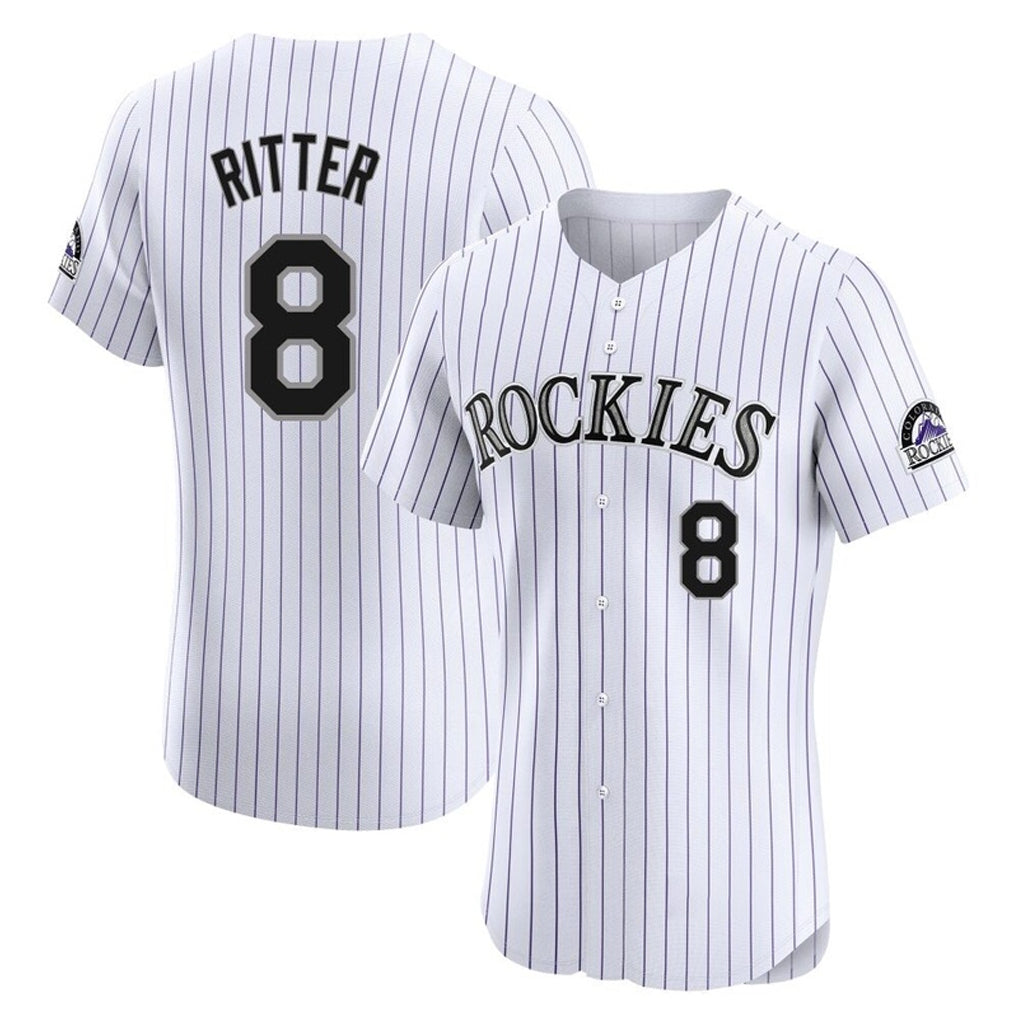 Colorado Rockies #8 Ryan Ritter Player White CLOTHIN Limited Elite Home Stitched Jerseys