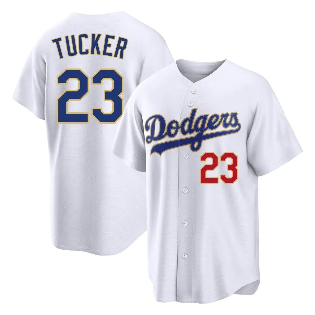 Los Angeles Dodgers #23 Kyle Tucker Player Gold White CLOTHIN 2026 Collection Stadium Limited Stitched Jerseys