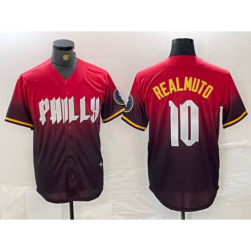 Philadelphia Phillies #10 JT Realmuto Red CLOTHIN 2024 City Cool Base Jersey