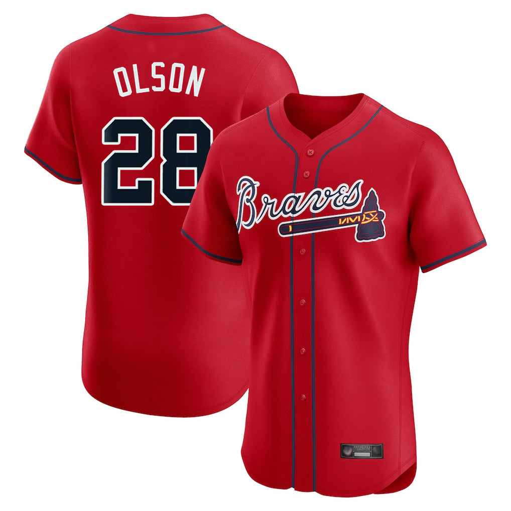Atlanta Braves #28 Matt Olson Player Red CLOTHIN Limited Elite Home Game Stitched Jerseys