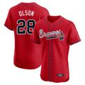 Atlanta Braves #28 Matt Olson Player Red CLOTHIN Limited Elite Home Game Stitched Jerseys