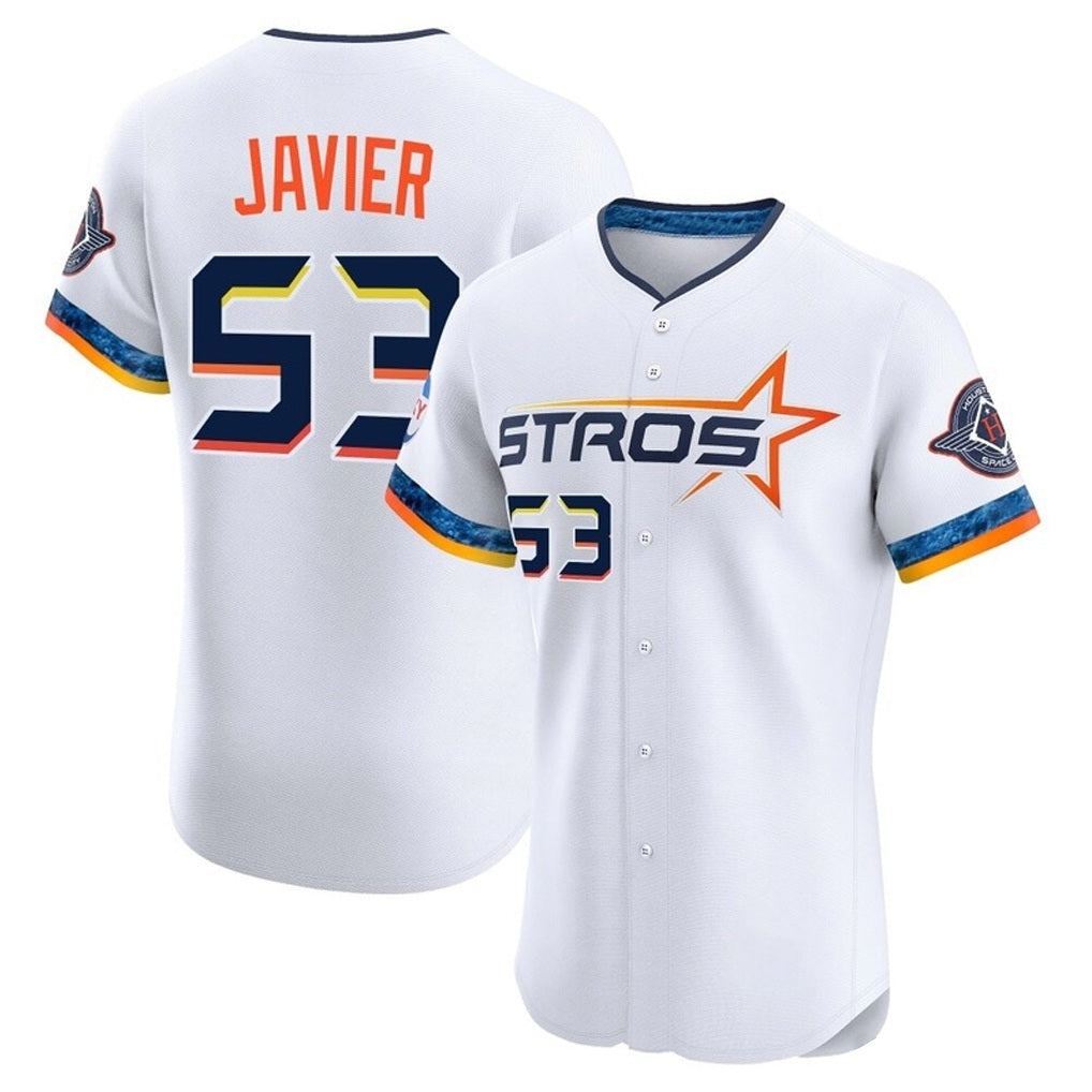Houston Astros #53 Cristian Javier Player White CLOTHIN City Connect Limited Elite Home Stitched Jerseys