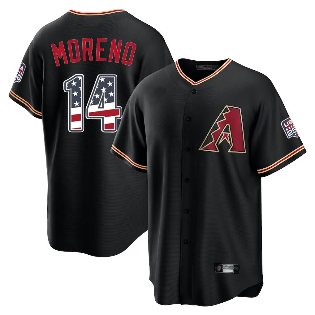 Arizona Diamondbacks #14 Gabriel Moreno Player Black CLOTHIN USA 250 Fourth of July Game Home Stitched Jerseys