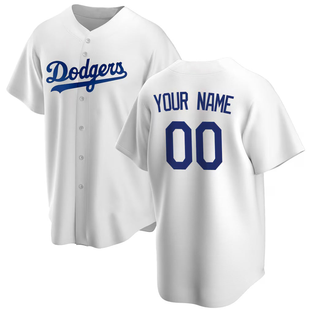 Custom Los Angeles Dodgers White CLOTHIN Home Replica Jersey