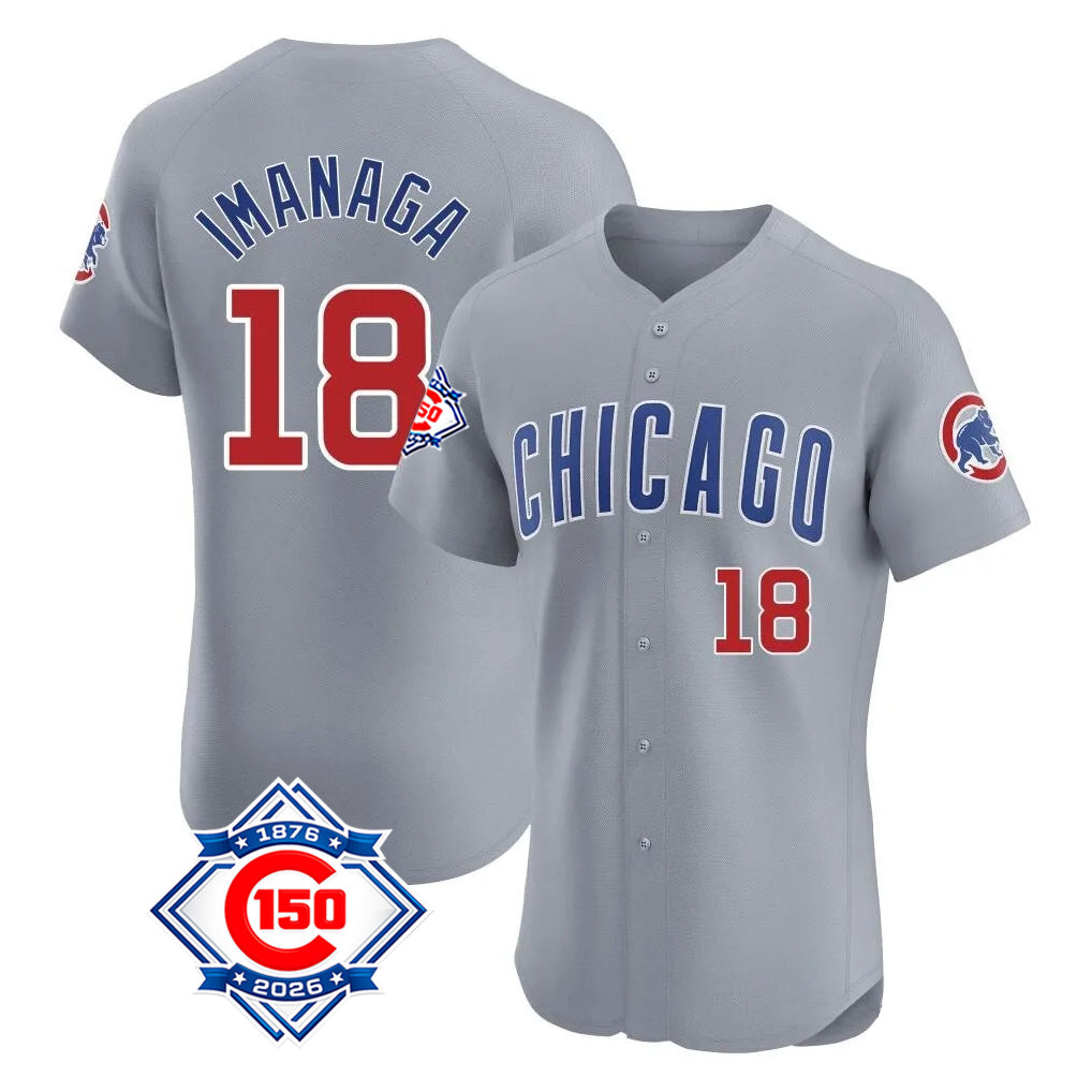 Chicago Cubs #18 Shota Imanaga Player Gray CLOTHIN Road 150th Anniversary Limited Elite Home Stitched Jerseys