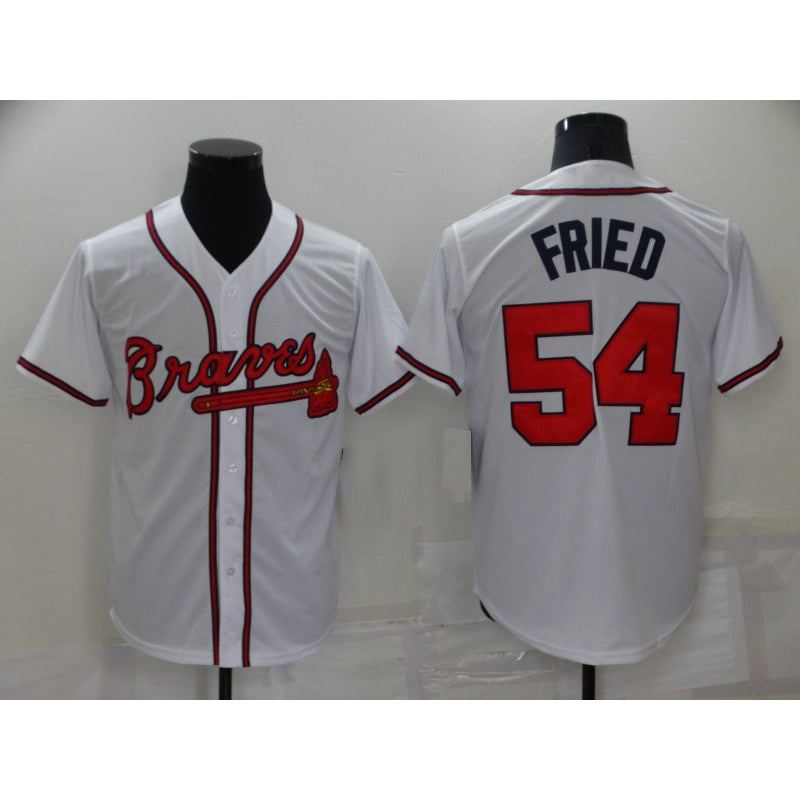 Atlanta Braves #54 Max Fried White CLOTHIN Stitched Cool Base Jersey
