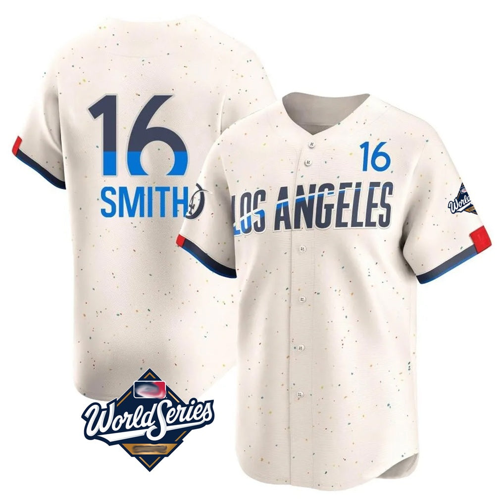 Los Angeles Dodgers #16 Will Smith Player Cream CLOTHIN World Series City Connect Limited Home Stitched Jerseys