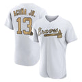 Atlanta Braves #13 Ronald Acuna Jr Player White-Gold CLOTHIN All-Star Limtied Elite Home Game Stitched Jerseys
