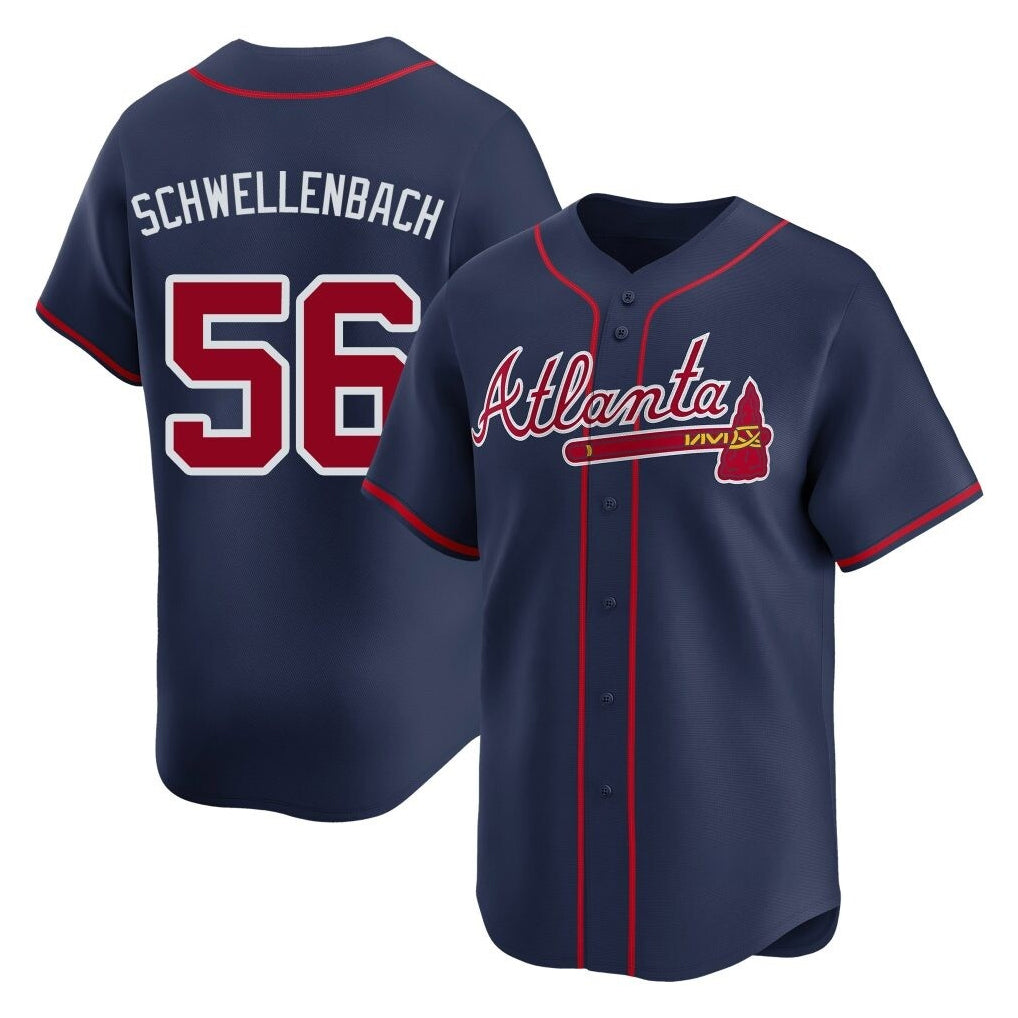 Atlanta Braves #56 Spencer Schwellenbach Player Navy CLOTHIN Limited Home Game Stitched Jerseys