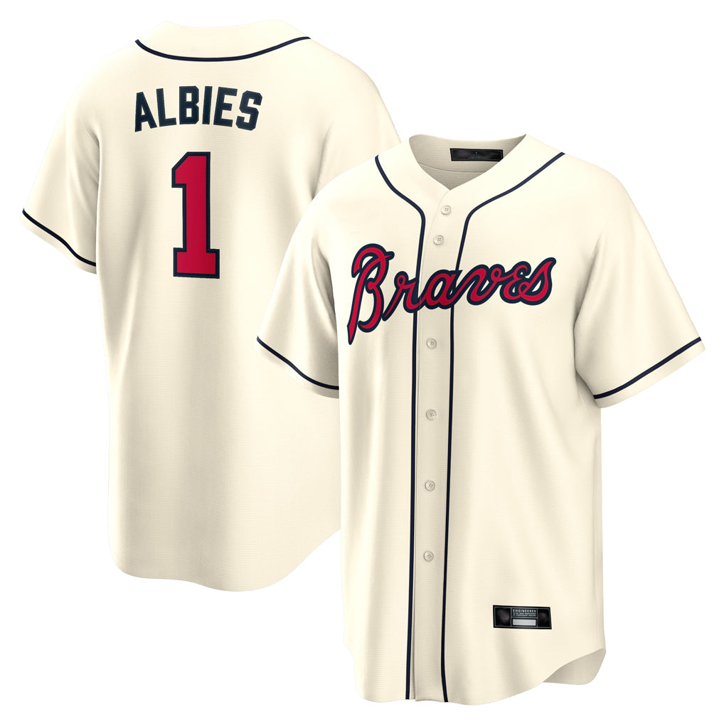 Atlanta Braves #1 Ozzie Albies Player Cream CLOTHIN Home Game Stitched Jerseys