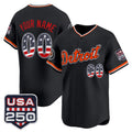 Custom Detroit Tigers Black CLOTHIN USA 250 Fourth of July Vapor Premier Limited Jersey ¨C All Stitched
