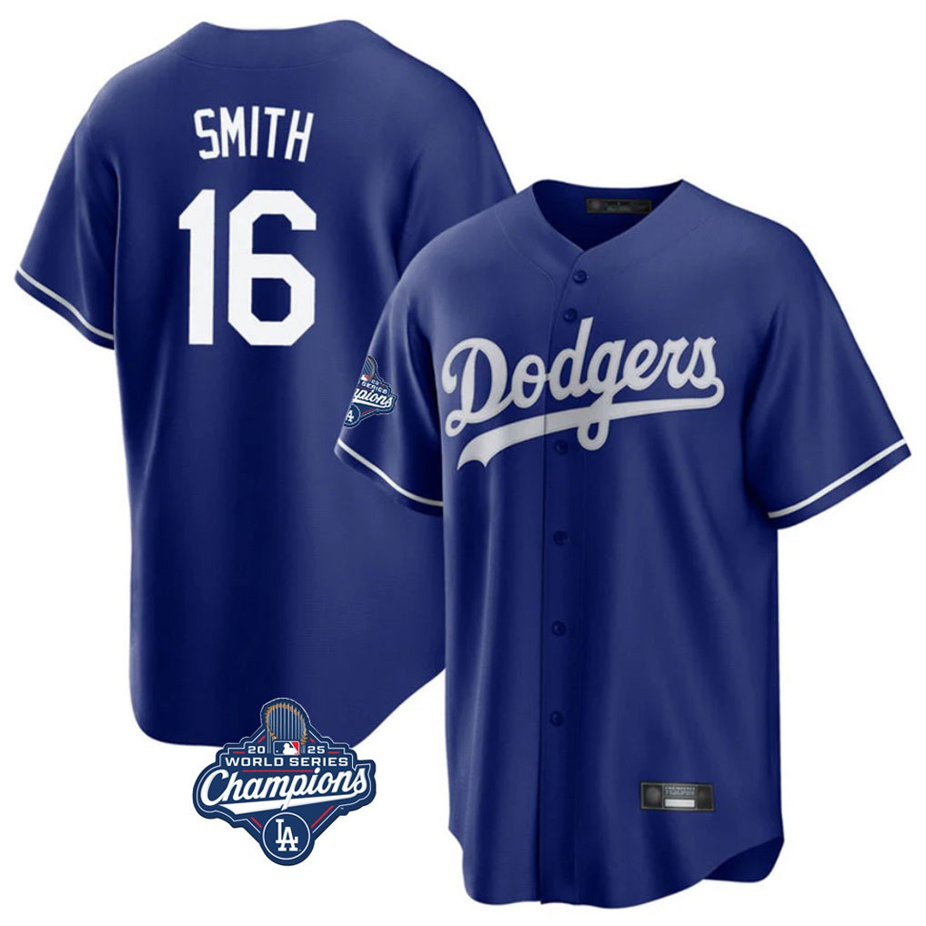 Los Angeles Dodgers #16 Will Smith Player Royal CLOTHIN World Series Meet Game Stitched Jerseys