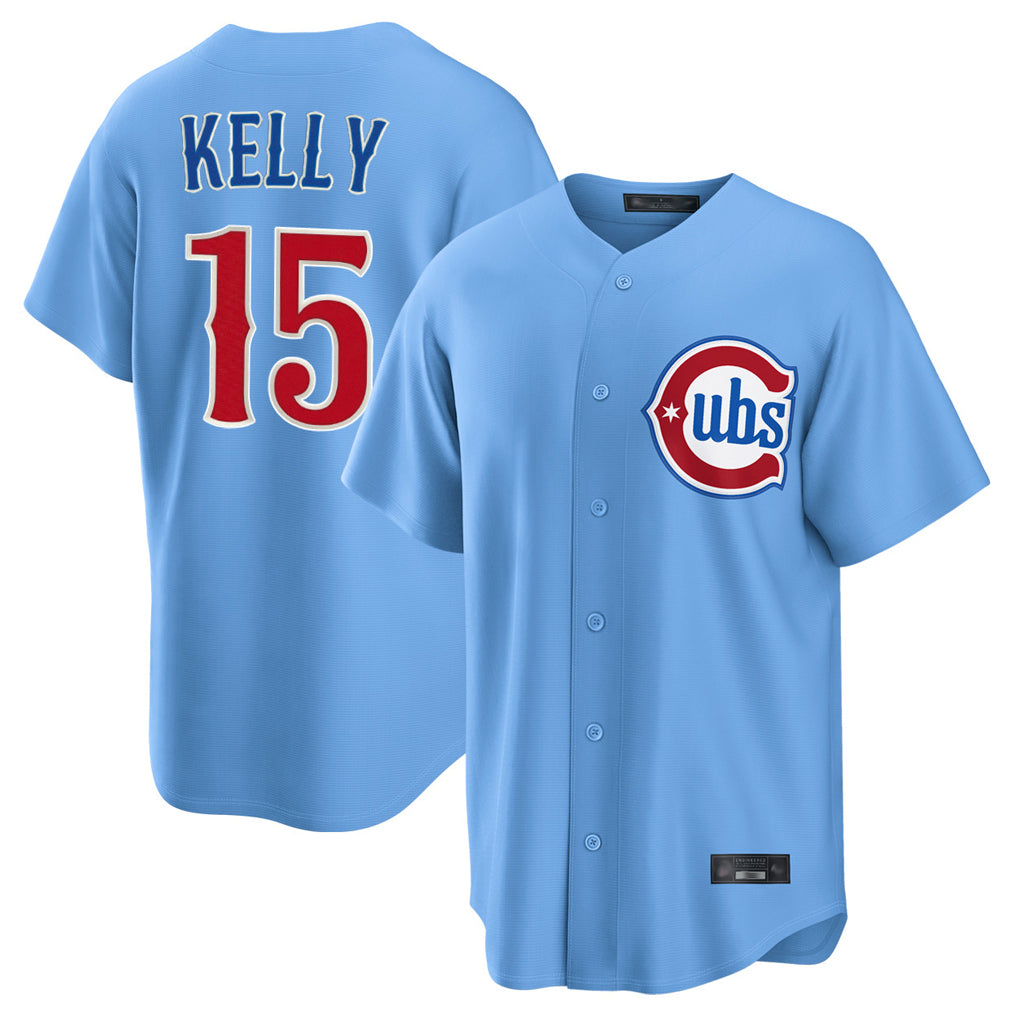 Chicago Cubs #15 Carson Kelly Player Light Blue CLOTHIN Home Game Stitched Jerseys