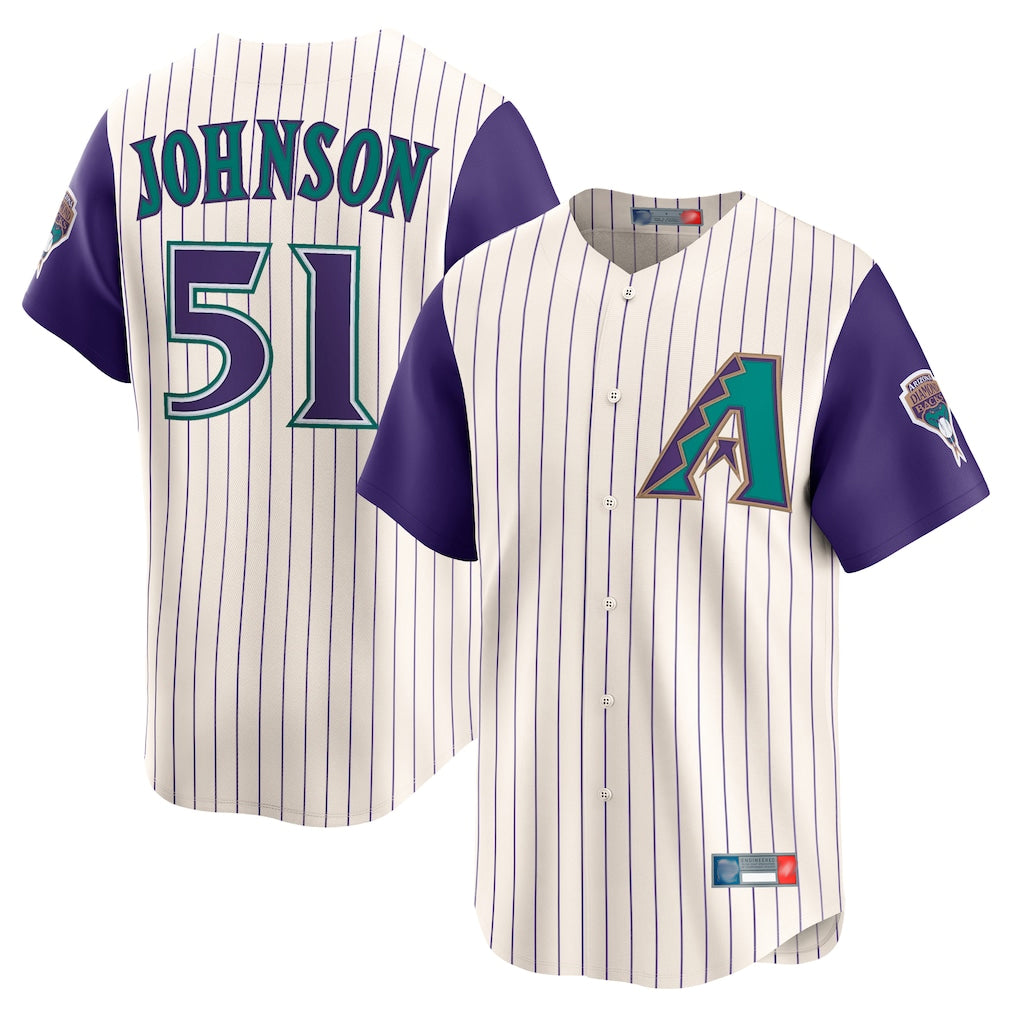 Arizona Diamondbacks #51 Randy Johnson Player Cream CLOTHIN Throwback Cooperstown Collection Limited Stitched Jerseys