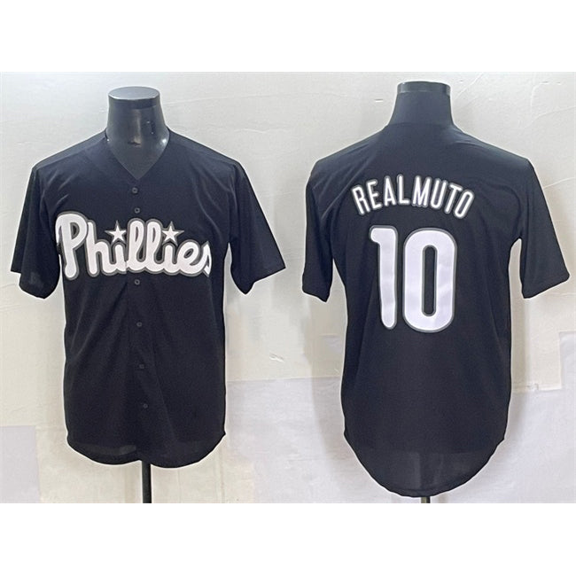 Philadelphia Phillies #10 J.T. Realmuto Black CLOTHIN Lights Out Limited Stitched Jersey