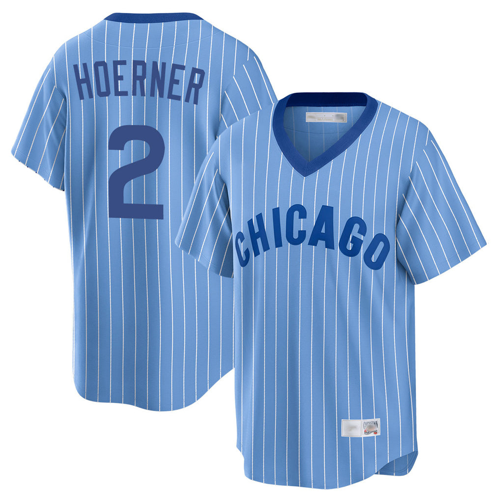 Chicago Cubs #2 Nico Hoerner Player Blue CLOTHIN T-shirt Cooperstown Collection Limited Stitched Jerseys