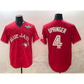 Toronto Blue Jays #4 George Springer Red CLOTHIN 2025 World Series Cool Base Stitched Jersey
