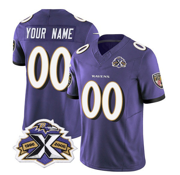 Custom B.Ravens Active Player Purple CLOTHIN 2023 F.U.S.E With Patch Throwback Vapor Limited Stitched Jersey
