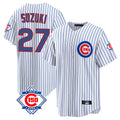 Chicago Cubs #27 Seiya Suzuki Player White CLOTHIN 150th Anniversary Home Game Stitched Jerseys