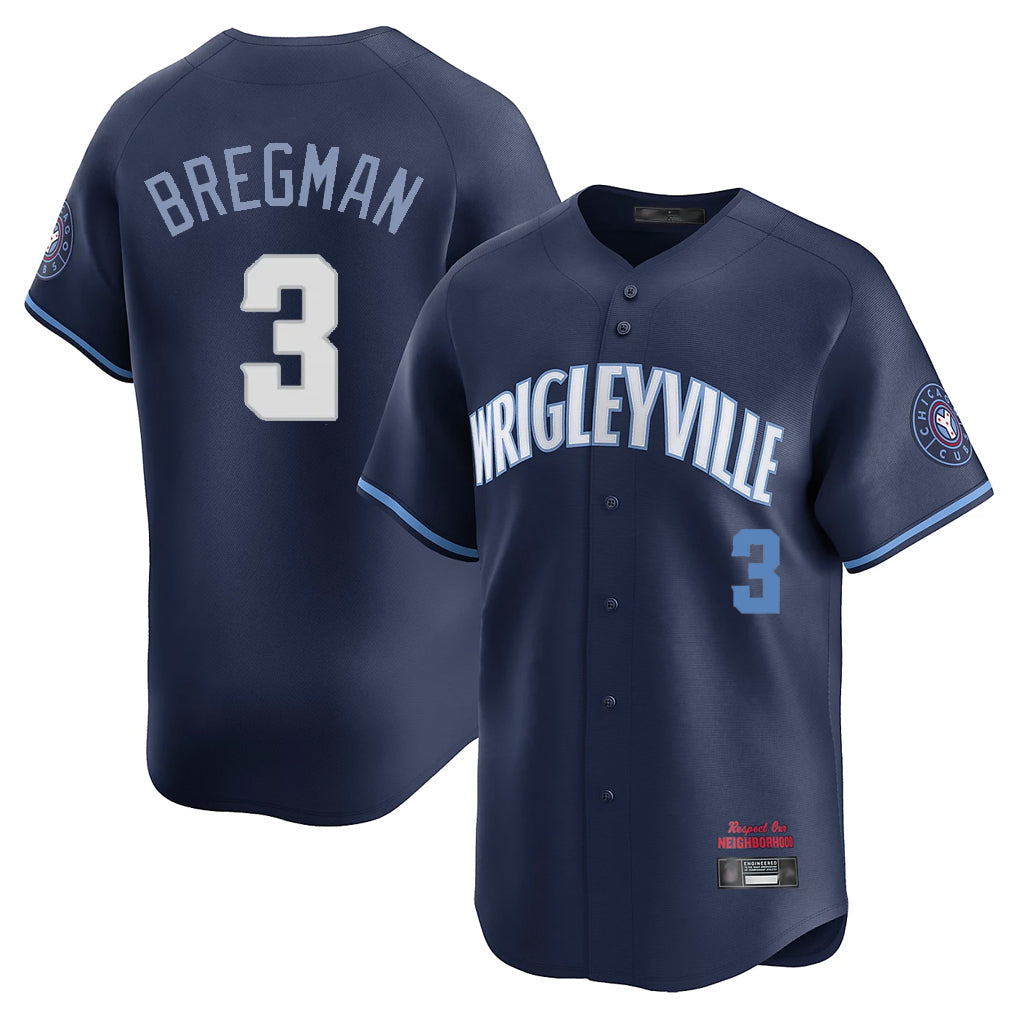 Chicago Cubs #3 Alex Bregman Player Navy CLOTHIN City Connect Limited Home Stitched Jerseys