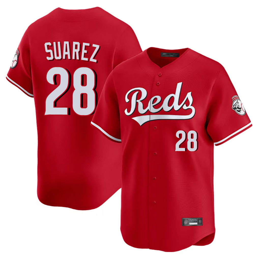 Cincinnati Reds #28 Eugenio Su¨¢rez Player Red CLOTHIN Home Limited Stitched Jerseys