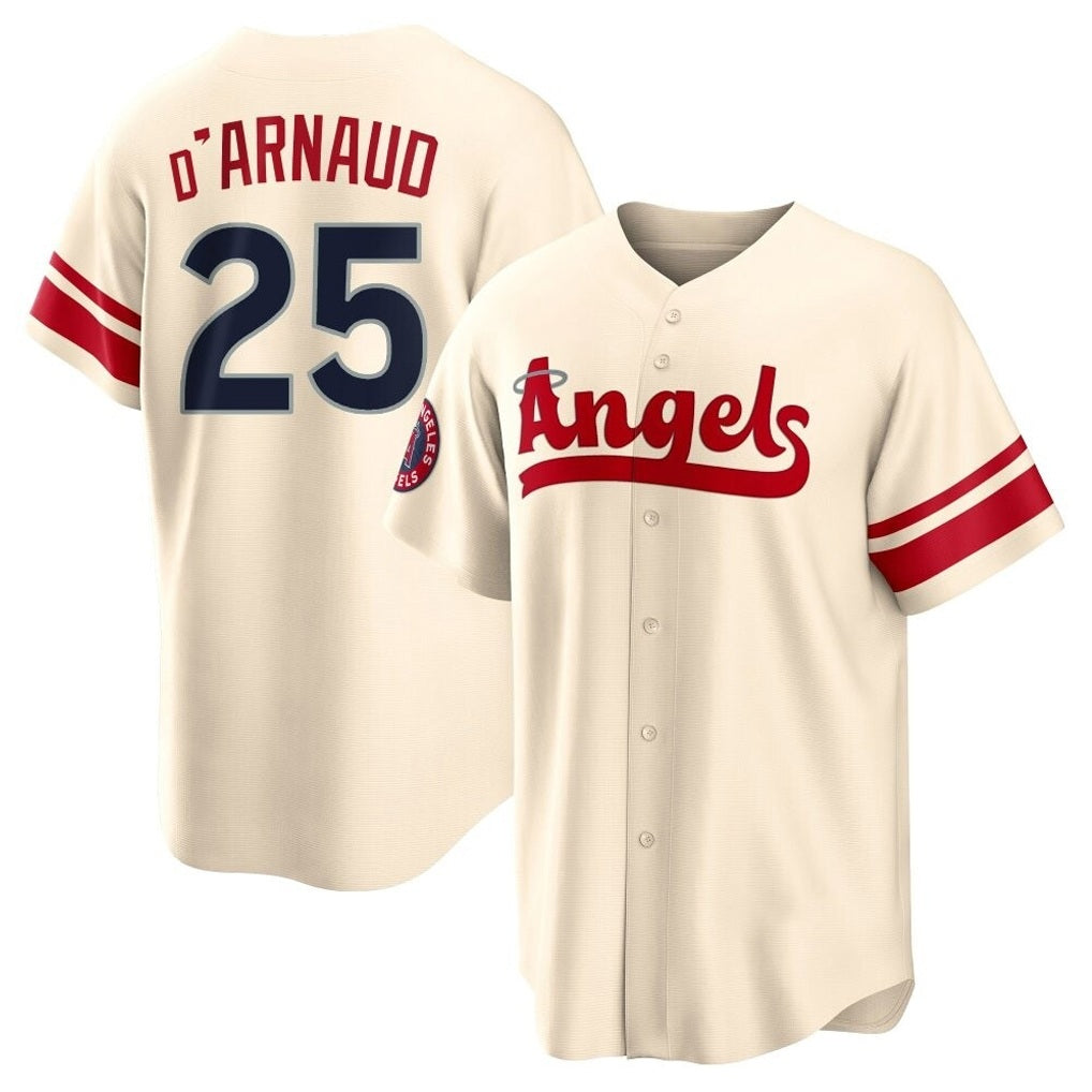 Los Angeles Angels #25 Travis d'Arnaud Player Cream CLOTHIN City Connect Home Stitched Jerseys
