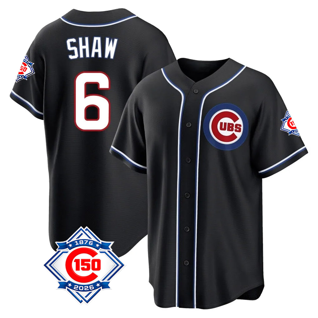 Chicago Cubs #6 Matt Shaw Player Black CLOTHIN Fashion Out 150th Anniversary Game Stitched Jerseys