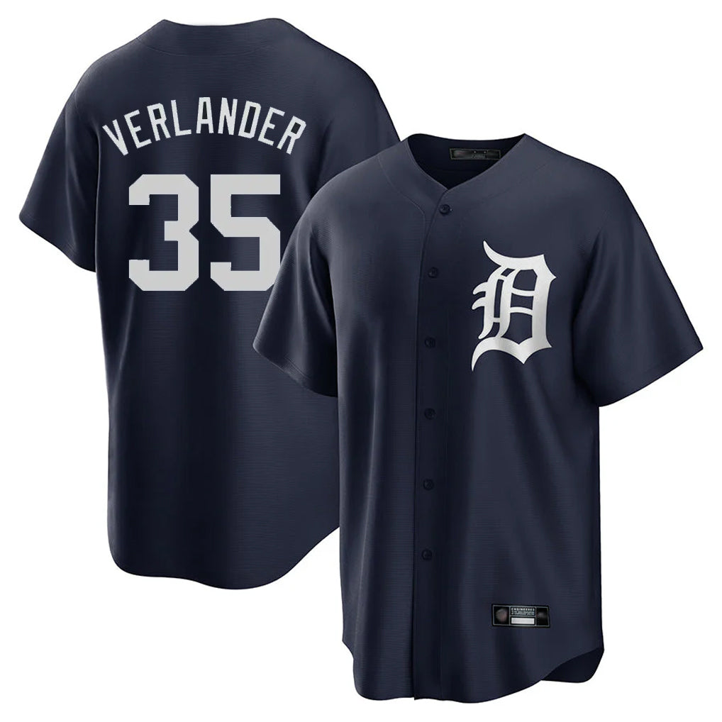 Detroit Tigers #35 Justin Verlander Player Navy CLOTHIN Game Home Stitched Jerseys