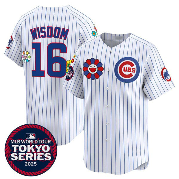 Chicago Cubs #16 Patrick Wisdom White CLOTHIN 2025 Tokyo Series Limited Stitched Jersey